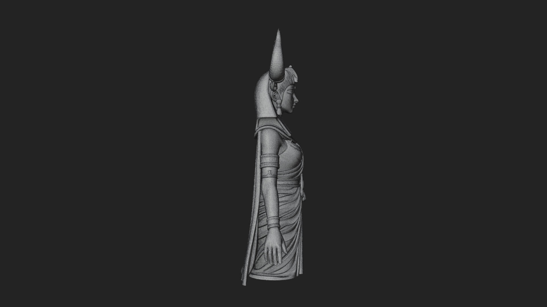 Horned Sun Crown Goddess Statue Design 4 3D Print Model 3D Model