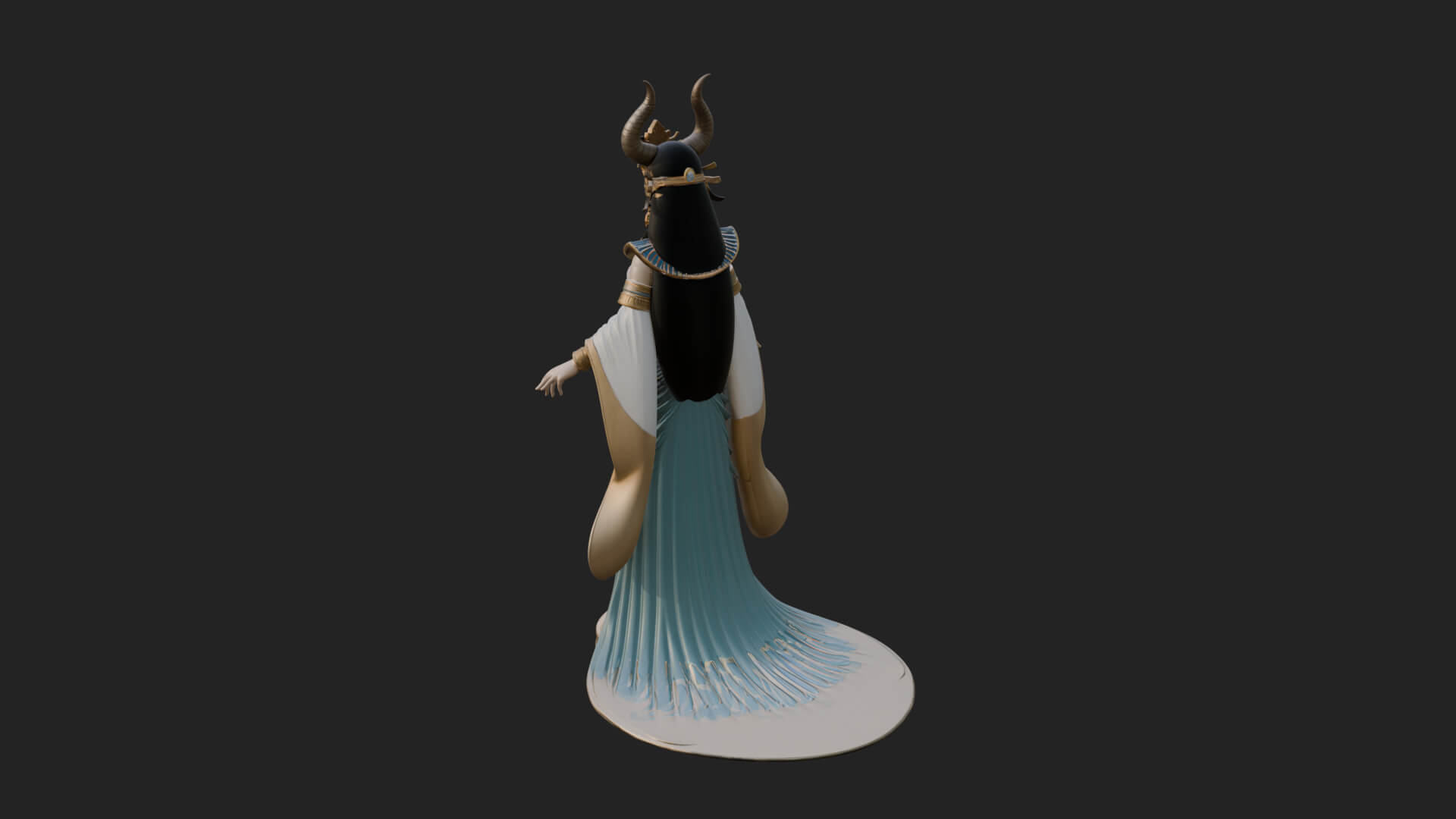 Horned Sun Crown Goddess Statue Design 5 3D Print Model 3D Model