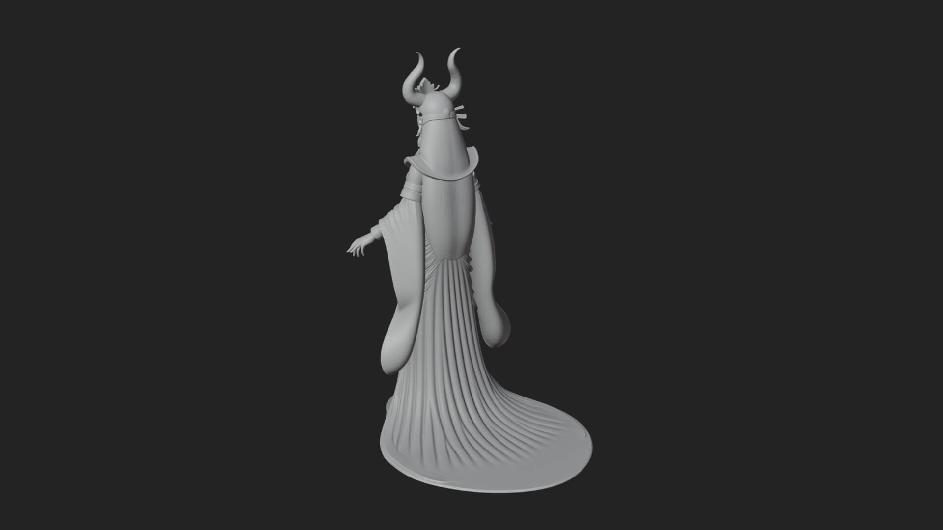 Horned Sun Crown Goddess Statue Design 5 3D Print Model 3D Model