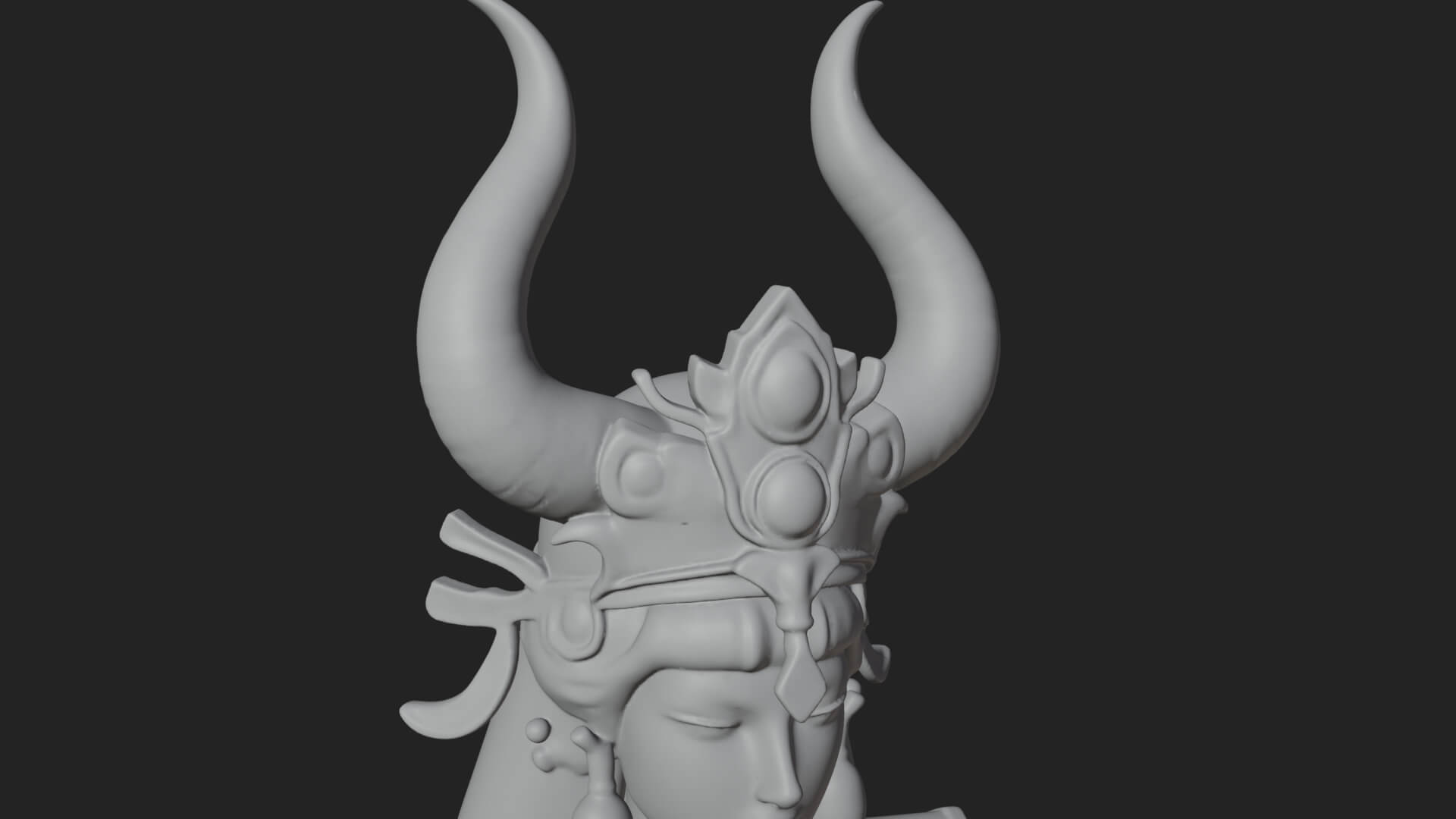 Horned Sun Crown Goddess Statue Design 5 3D Print Model 3D Model