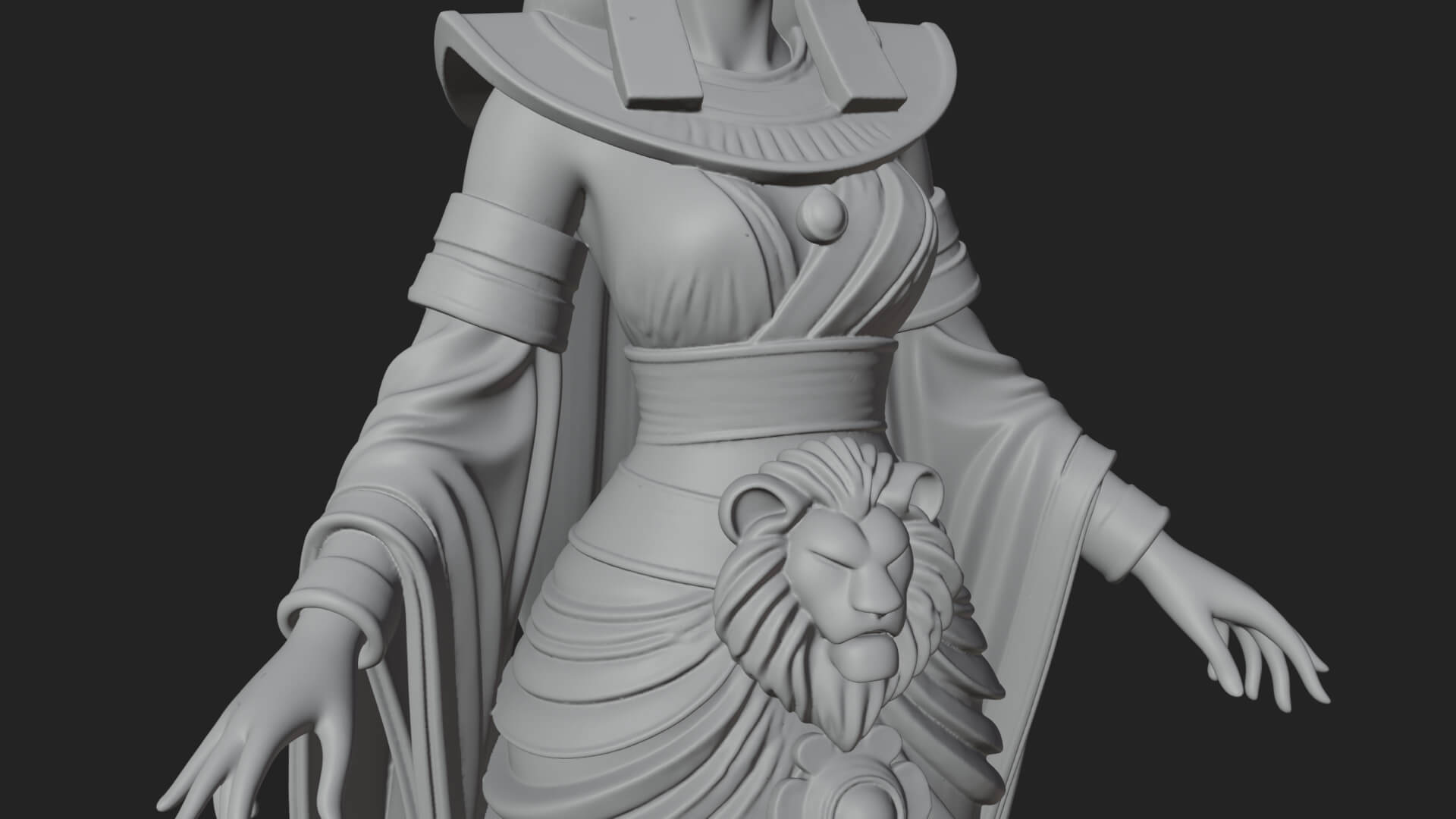 Horned Sun Crown Goddess Statue Design 5 3D Print Model 3D Model