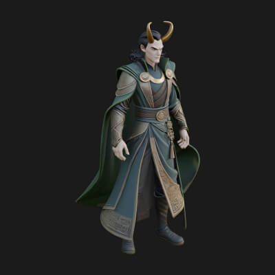 Horned Trickster God Statue Design 6 3d Print Model