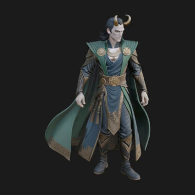Horned Trickster God Statue Design 8 3d Print Model