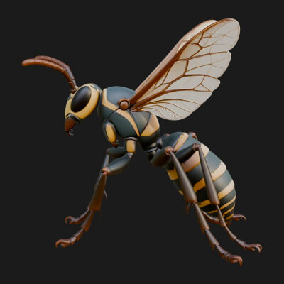 Hornet Wasp Statue Design 4 3D Print Model