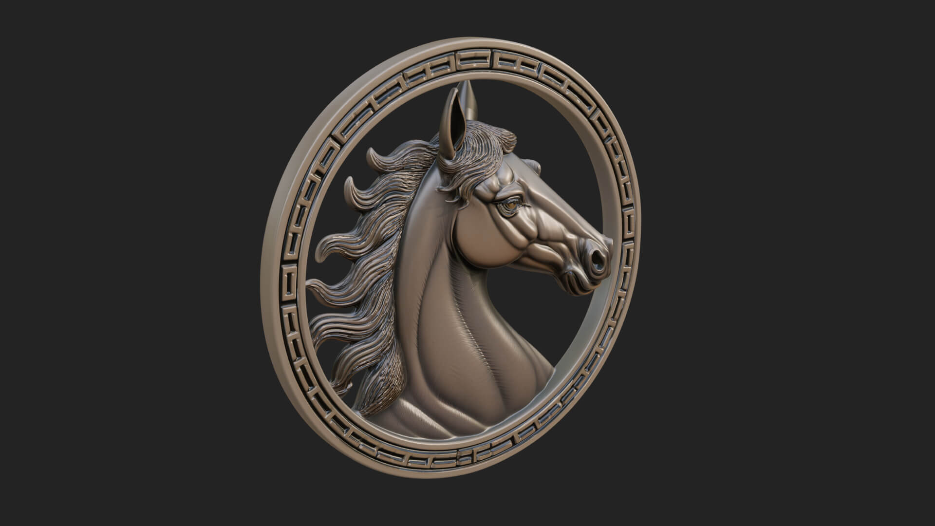 Horse Head Oval Relief Plaque Design 1 3D Print Model 3D Model