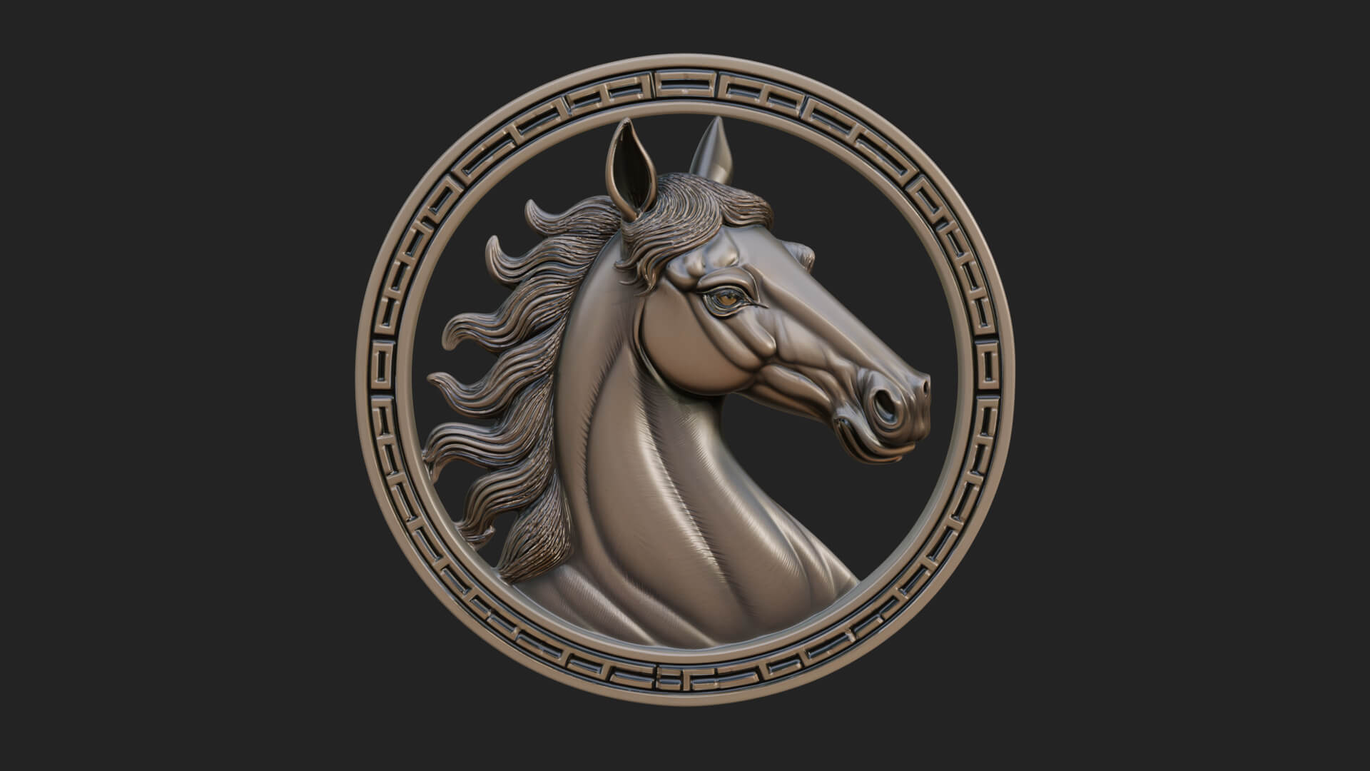Horse Head Oval Relief Plaque Design 1 3D Print Model 3D Model