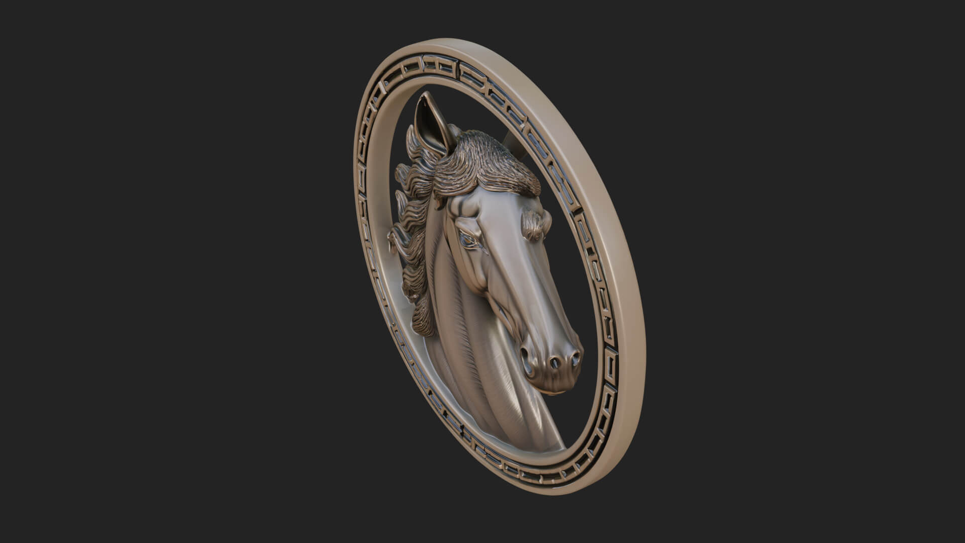 Horse Head Oval Relief Plaque Design 1 3D Print Model 3D Model