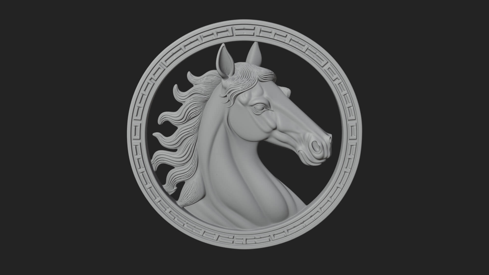 Horse Head Oval Relief Plaque Design 1 3D Print Model 3D Model