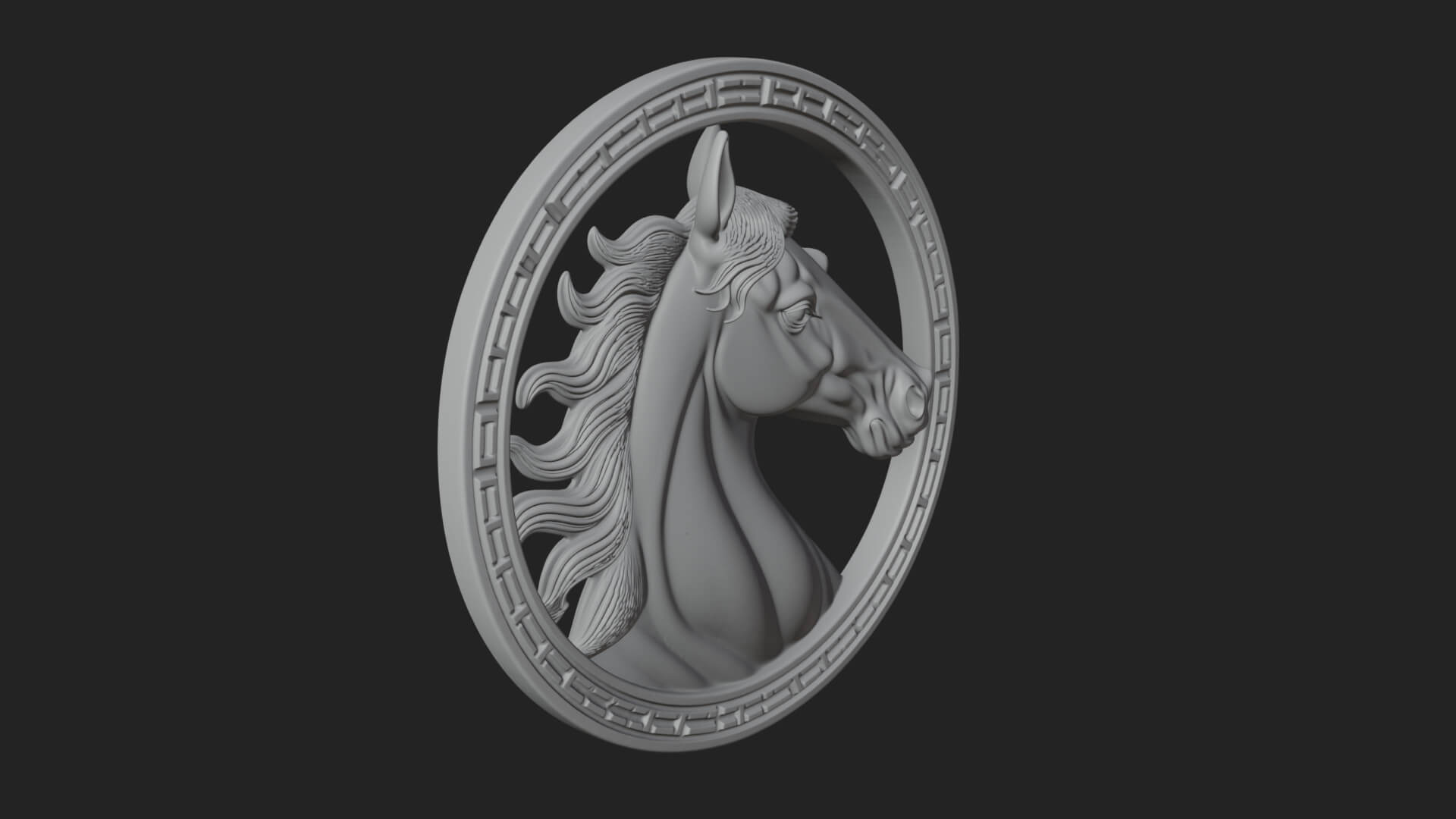 Horse Head Oval Relief Plaque Design 1 3D Print Model 3D Model
