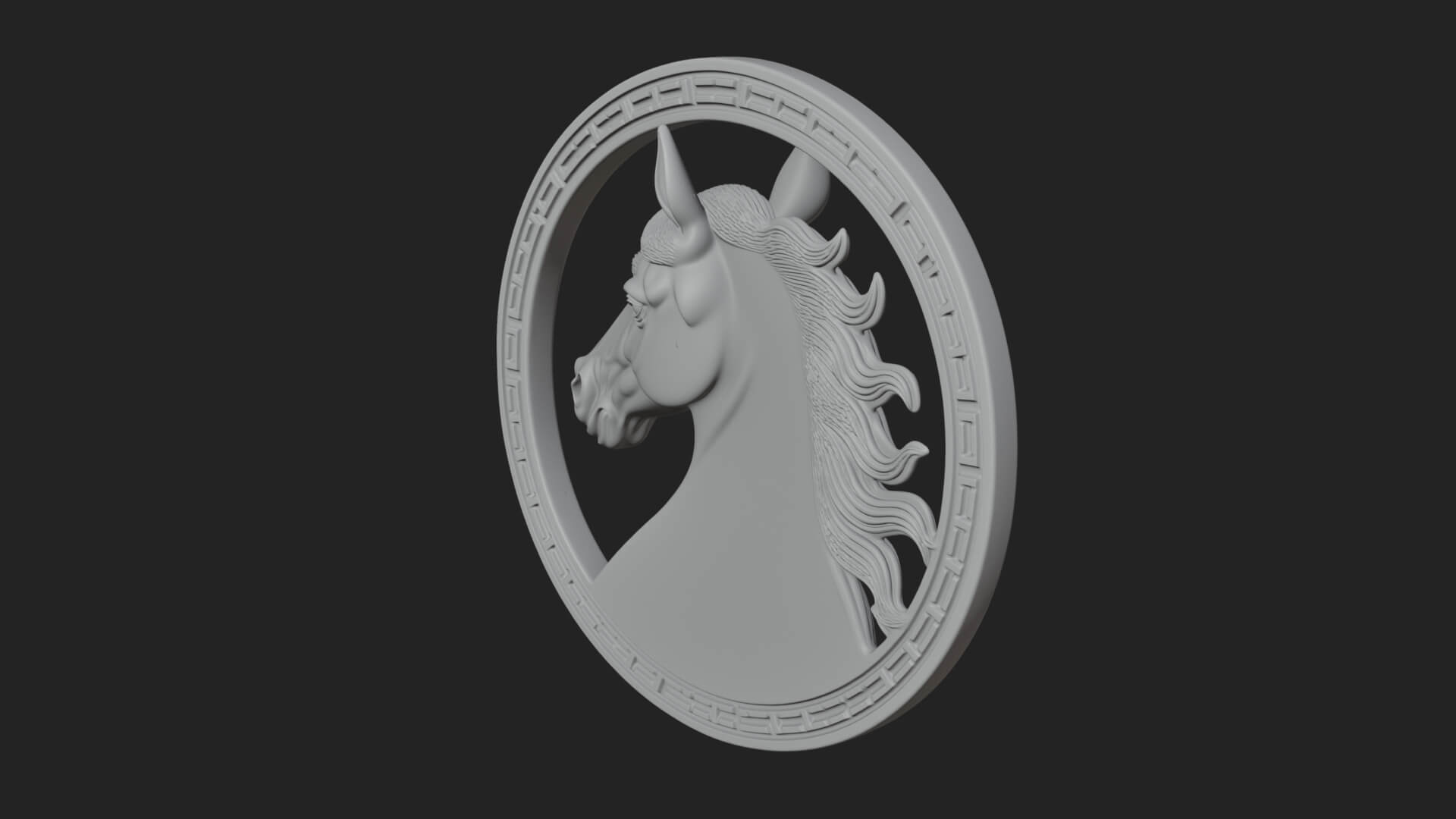 Horse Head Oval Relief Plaque Design 1 3D Print Model 3D Model