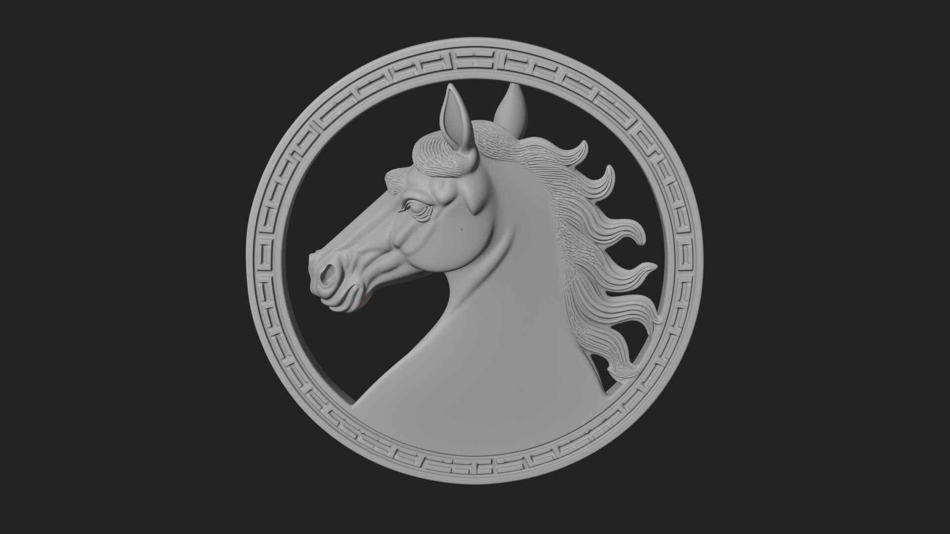 Horse Head Oval Relief Plaque Design 1 3D Print Model 3D Model