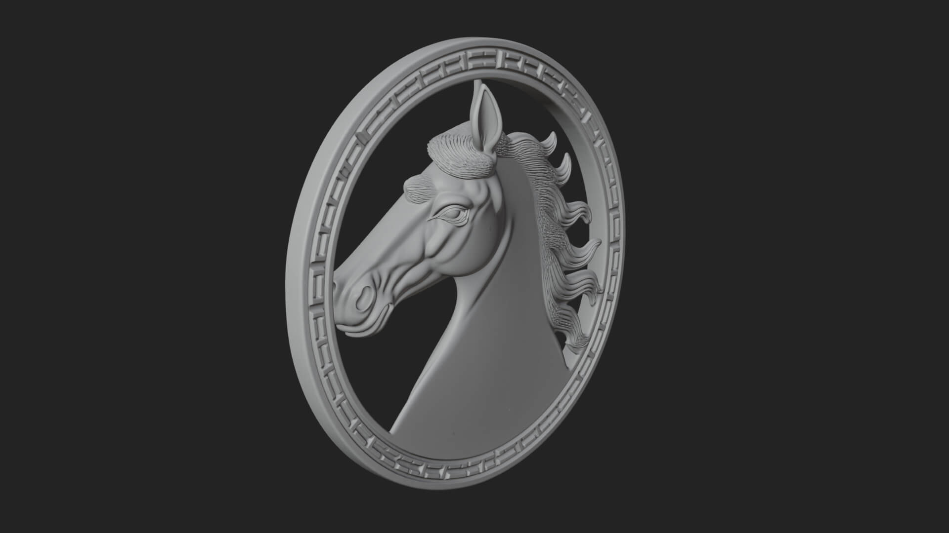 Horse Head Oval Relief Plaque Design 1 3D Print Model 3D Model