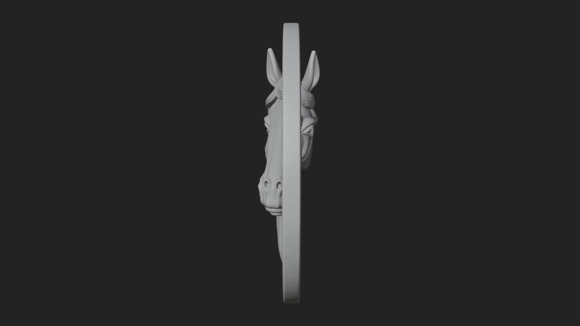 Horse Head Oval Relief Plaque Design 1 3D Print Model 3D Model
