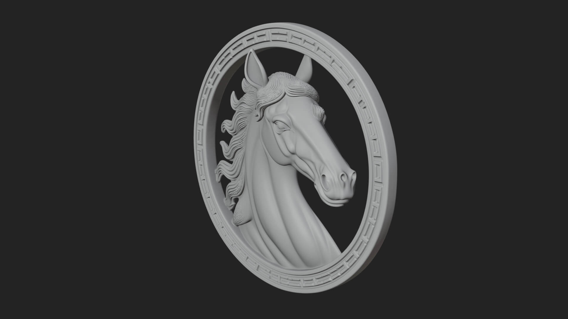 Horse Head Oval Relief Plaque Design 1 3D Print Model 3D Model