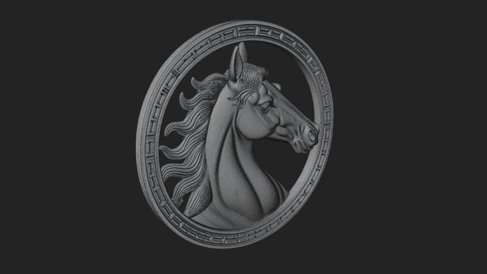 Horse Head Oval Relief Plaque Design 1 3D Print Model 3D Model