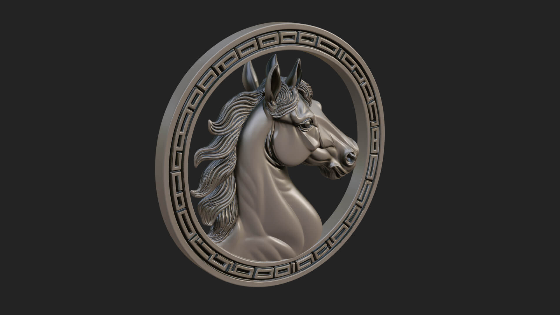 Horse Head Oval Relief Plaque Design 2 3D Print Model 3D Model