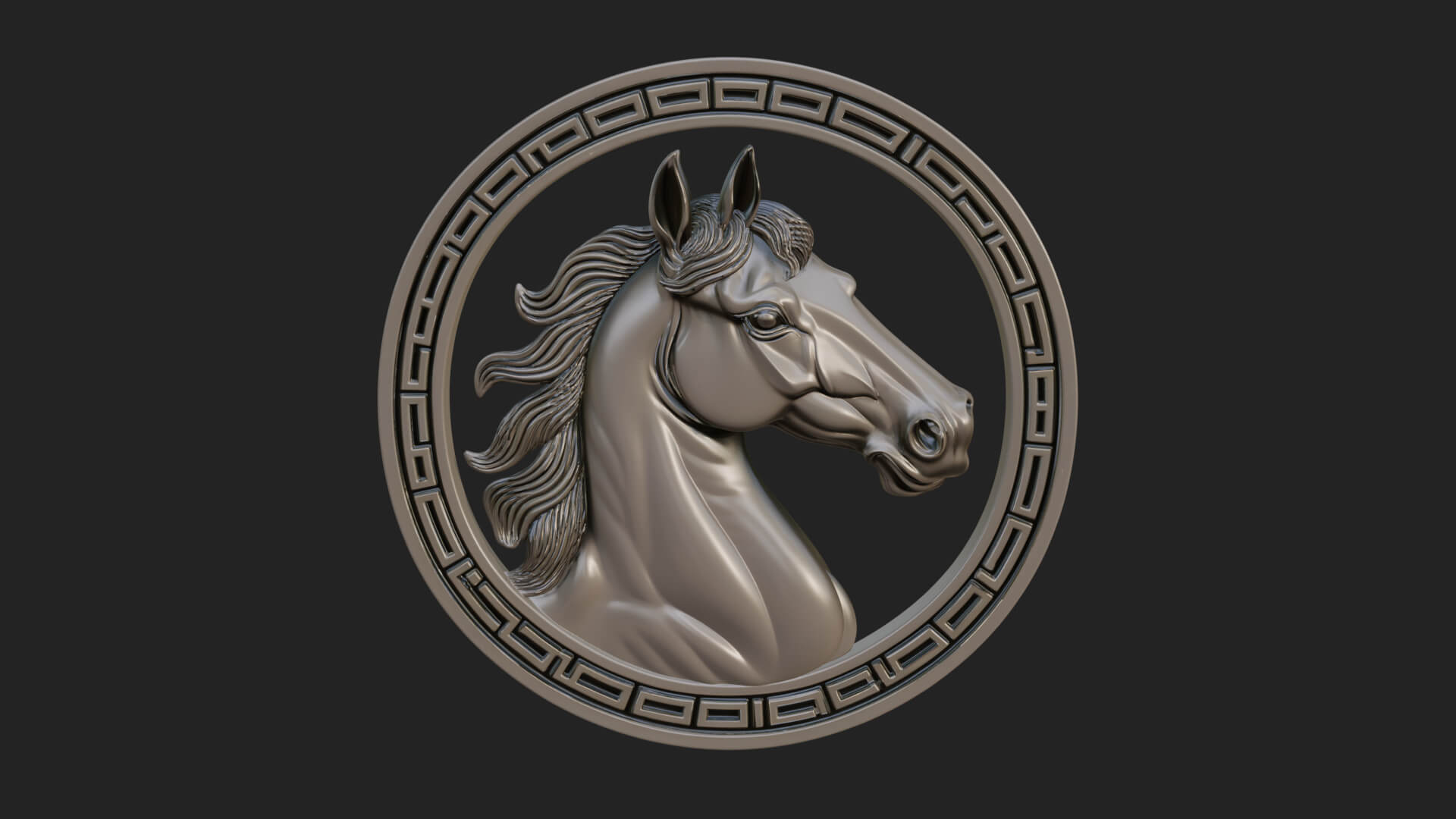 Horse Head Oval Relief Plaque Design 2 3D Print Model 3D Model