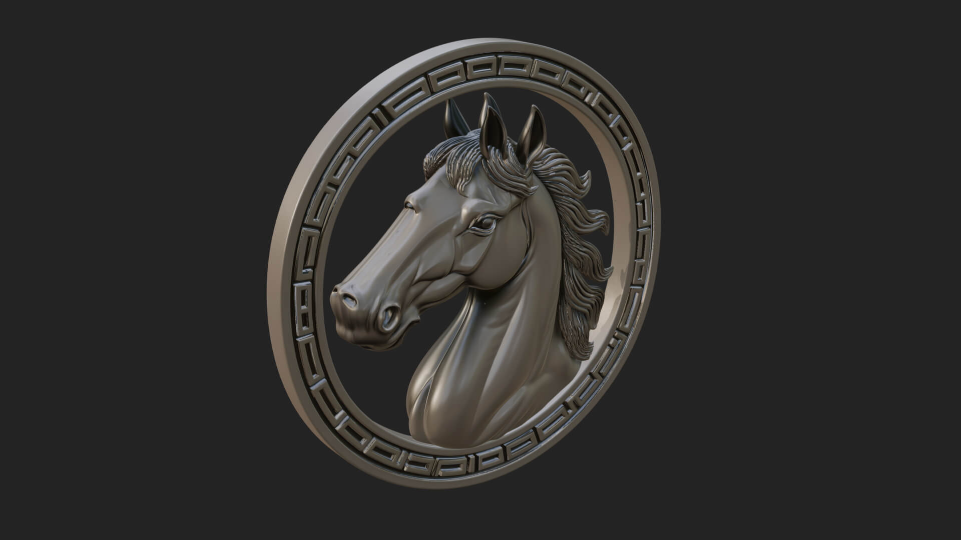 Horse Head Oval Relief Plaque Design 2 3D Print Model 3D Model