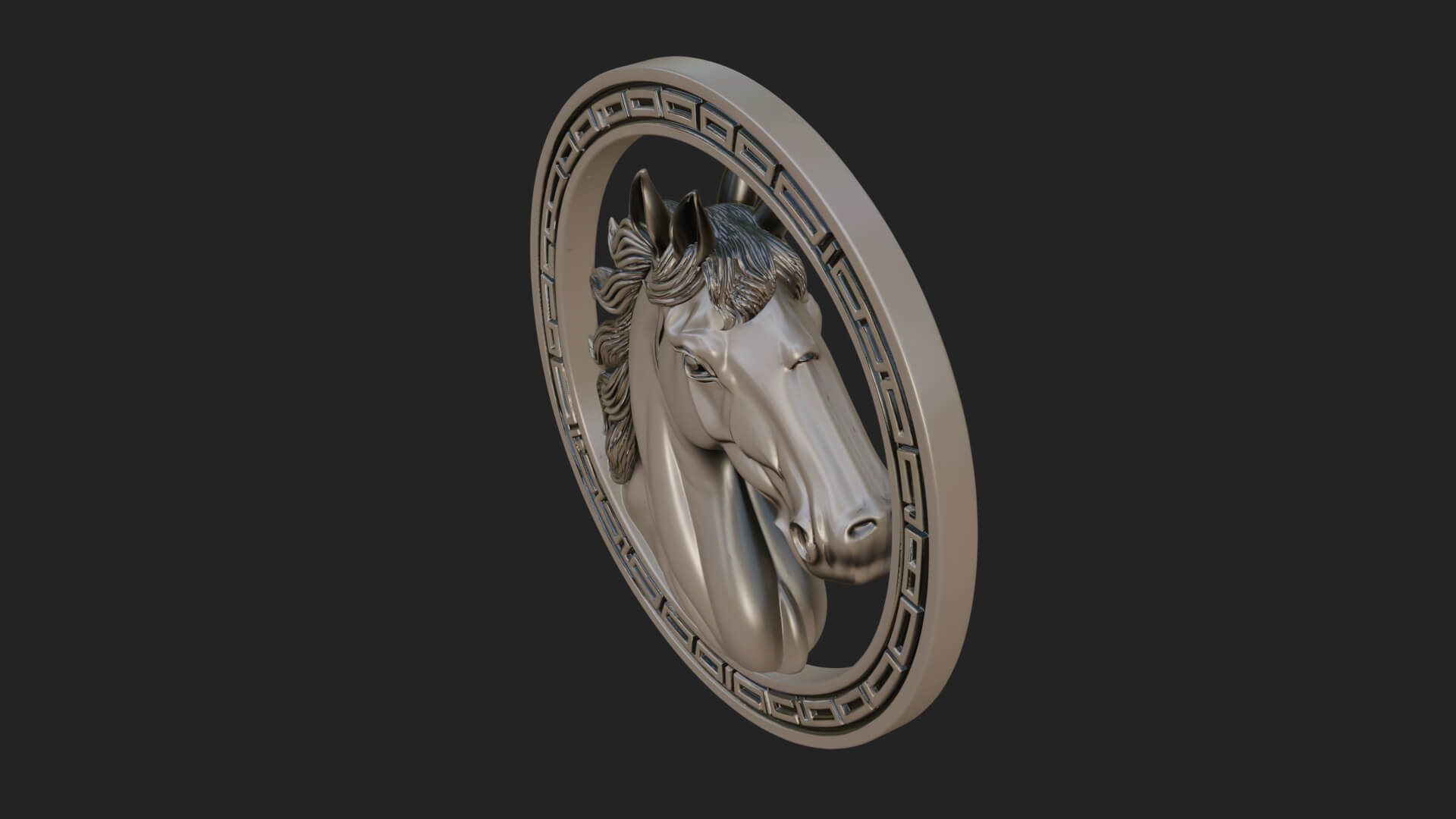 Horse Head Oval Relief Plaque Design 2 3D Print Model 3D Model