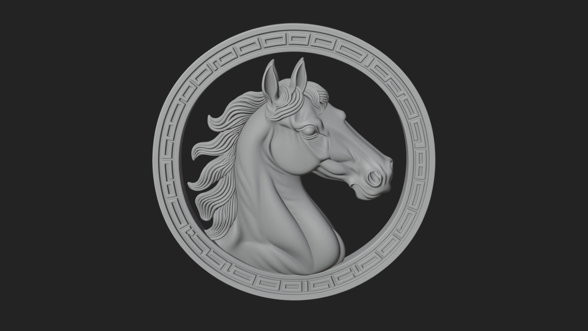 Horse Head Oval Relief Plaque Design 2 3D Print Model 3D Model