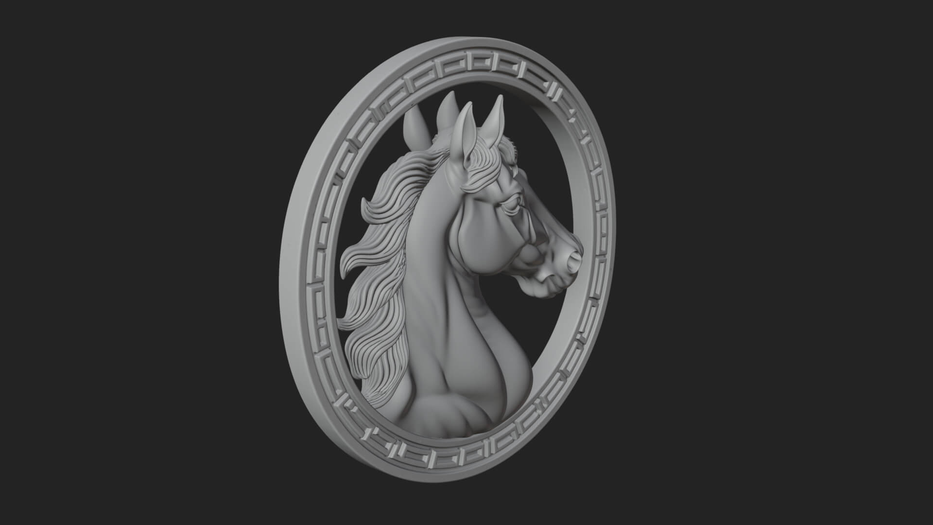 Horse Head Oval Relief Plaque Design 2 3D Print Model 3D Model