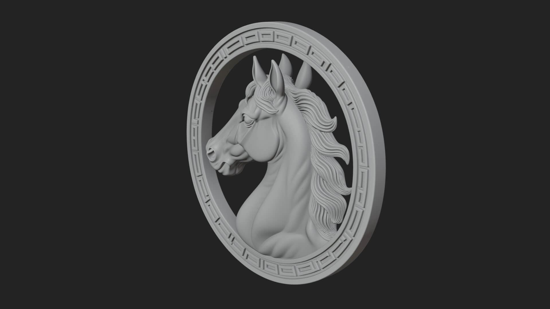 Horse Head Oval Relief Plaque Design 2 3D Print Model 3D Model