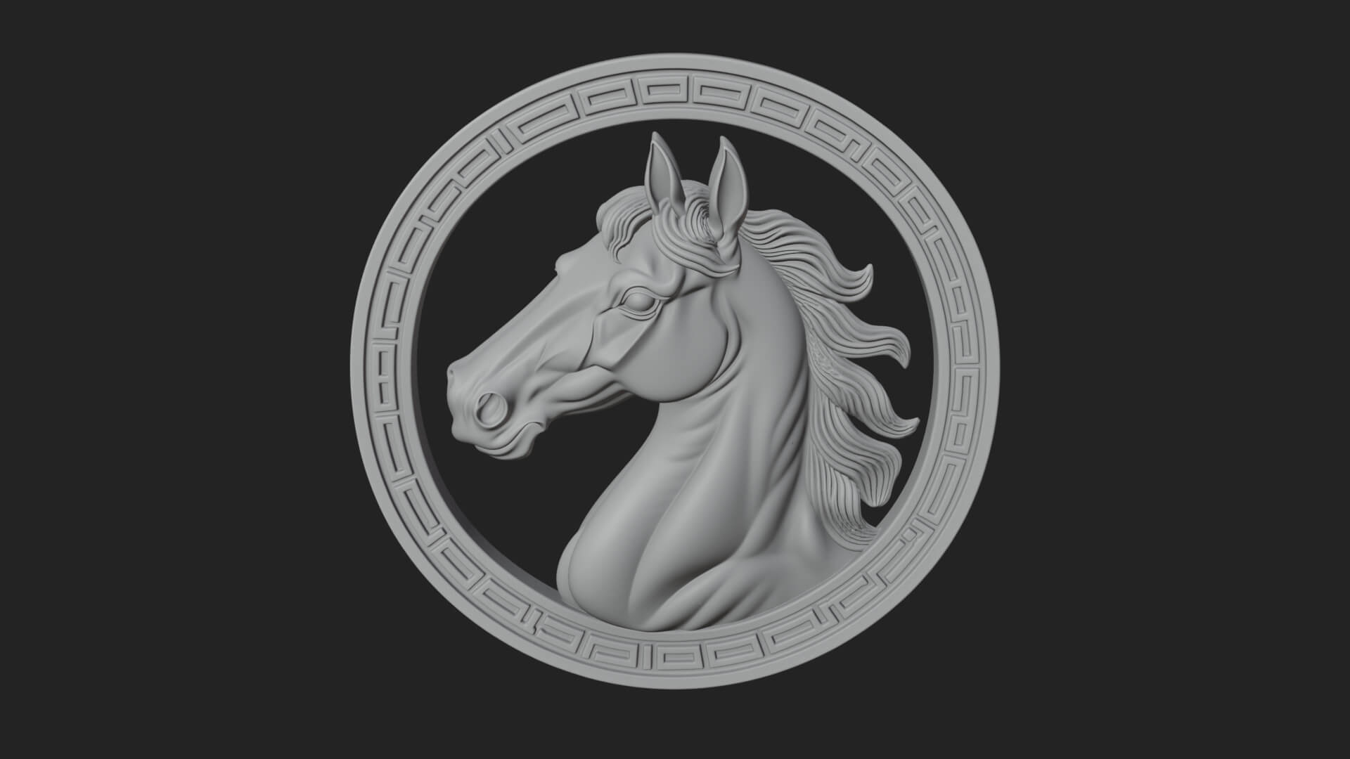 Horse Head Oval Relief Plaque Design 2 3D Print Model 3D Model