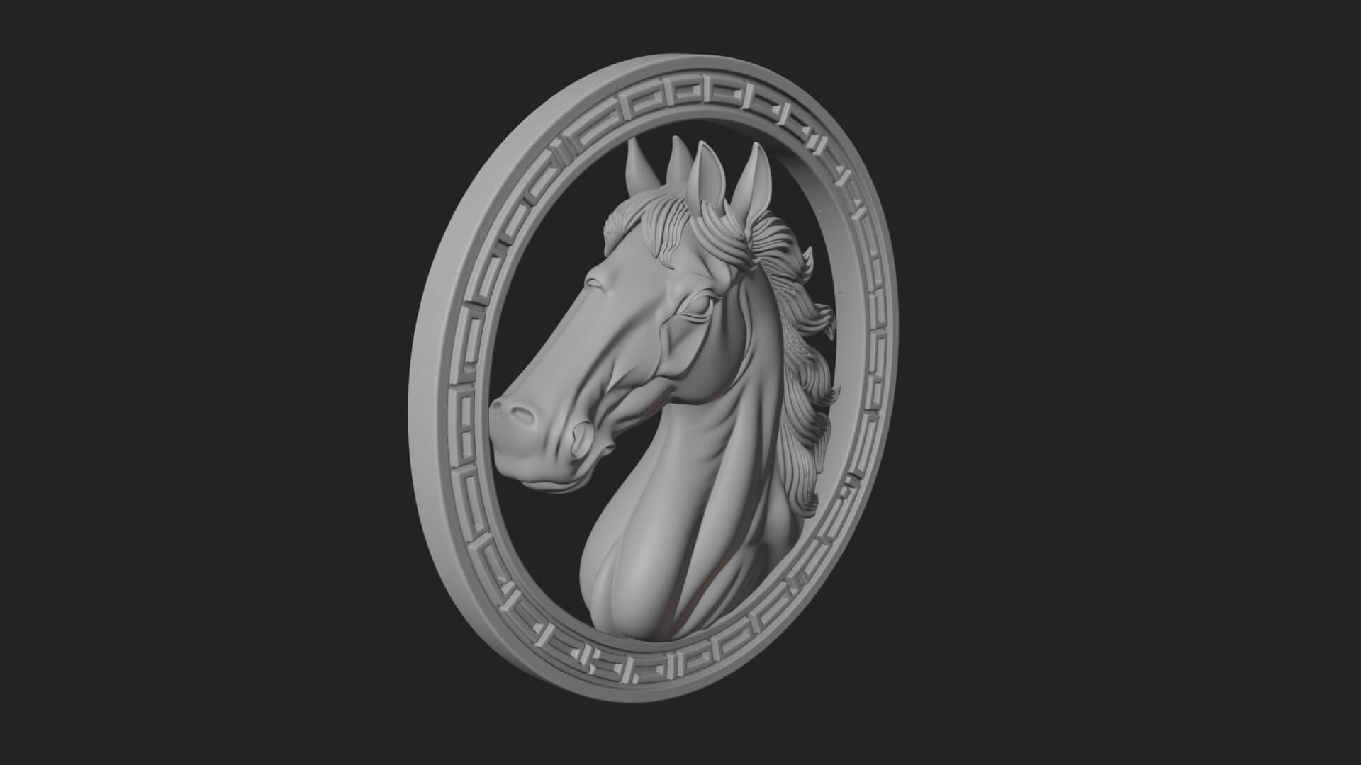 Horse Head Oval Relief Plaque Design 2 3D Print Model 3D Model