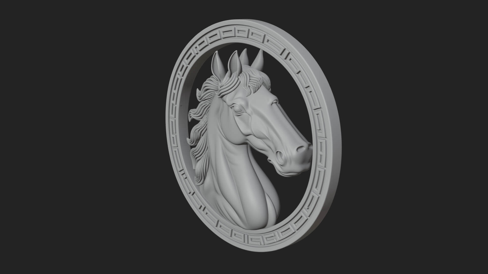 Horse Head Oval Relief Plaque Design 2 3D Print Model 3D Model