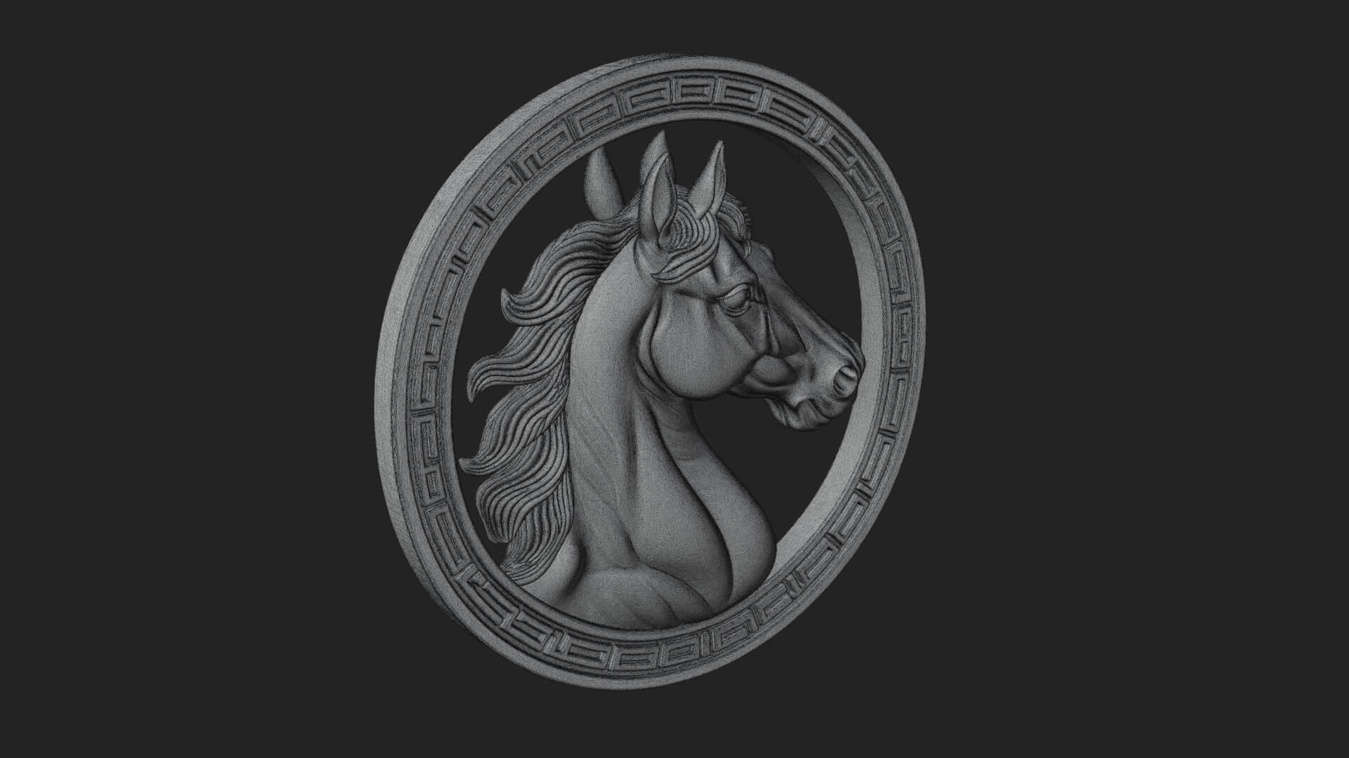 Horse Head Oval Relief Plaque Design 2 3D Print Model 3D Model