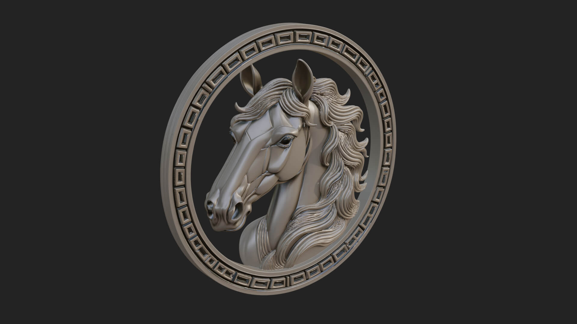 Horse Head Oval Relief Plaque Design 3 3D Print Model 3D Model