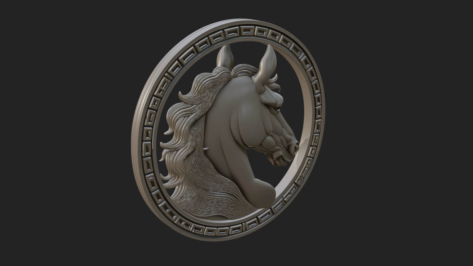 Horse Head Oval Relief Plaque Design 3 3D Print Model 3D Model