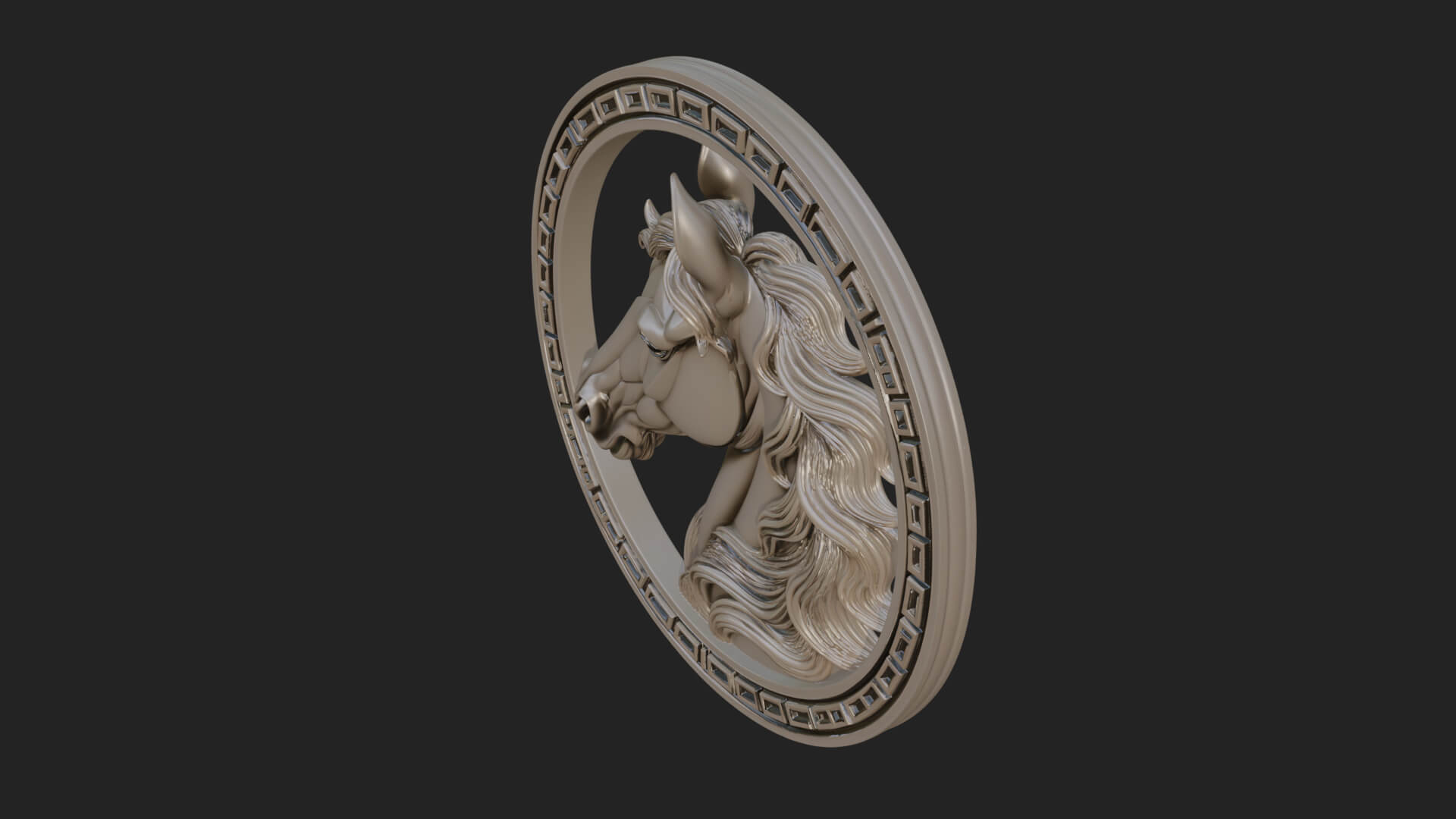 Horse Head Oval Relief Plaque Design 3 3D Print Model 3D Model