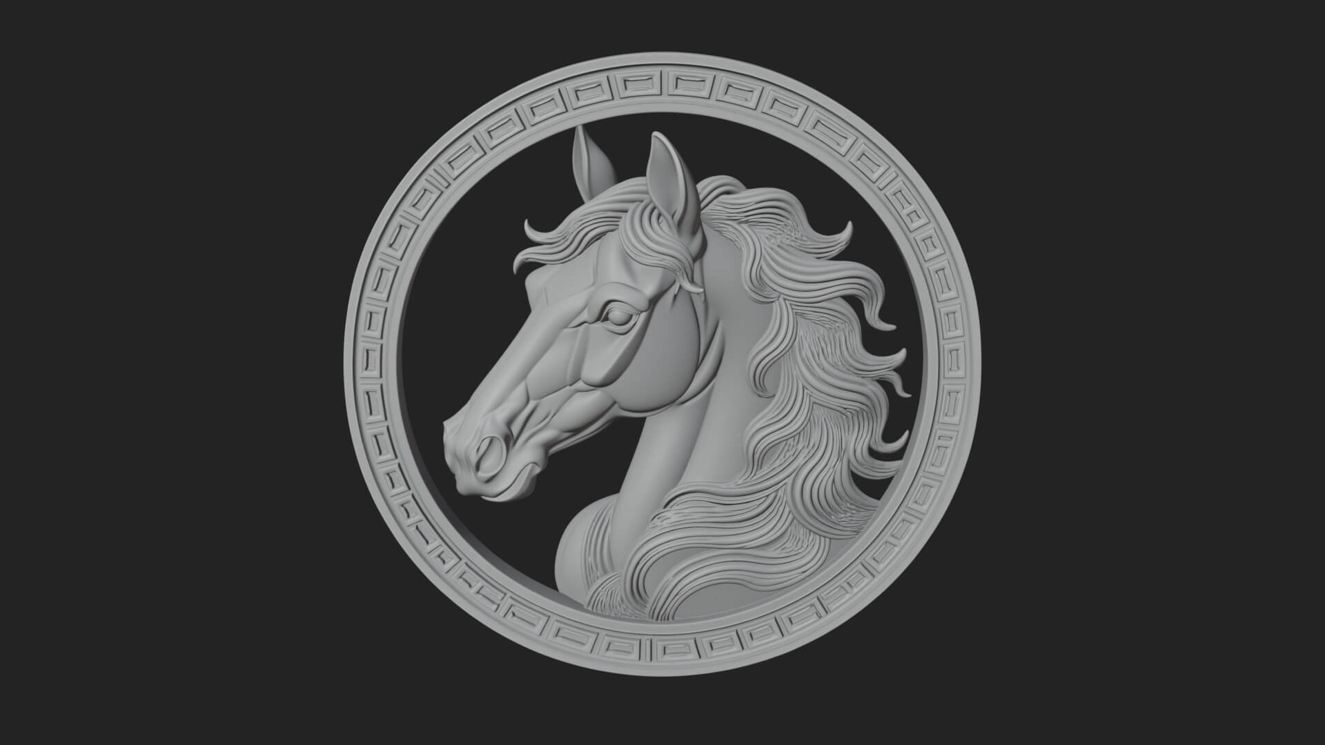 Horse Head Oval Relief Plaque Design 3 3D Print Model 3D Model