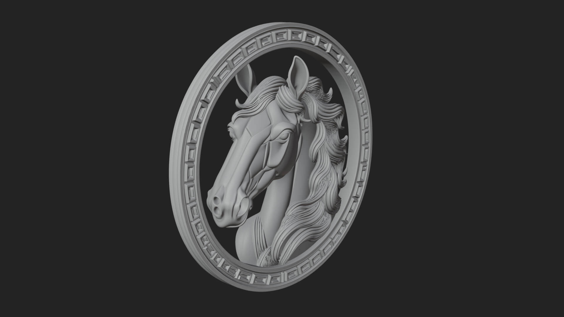 Horse Head Oval Relief Plaque Design 3 3D Print Model 3D Model