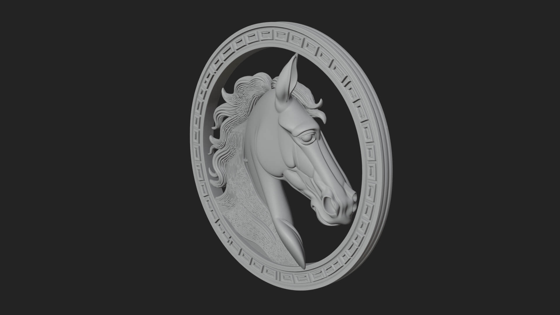 Horse Head Oval Relief Plaque Design 3 3D Print Model 3D Model