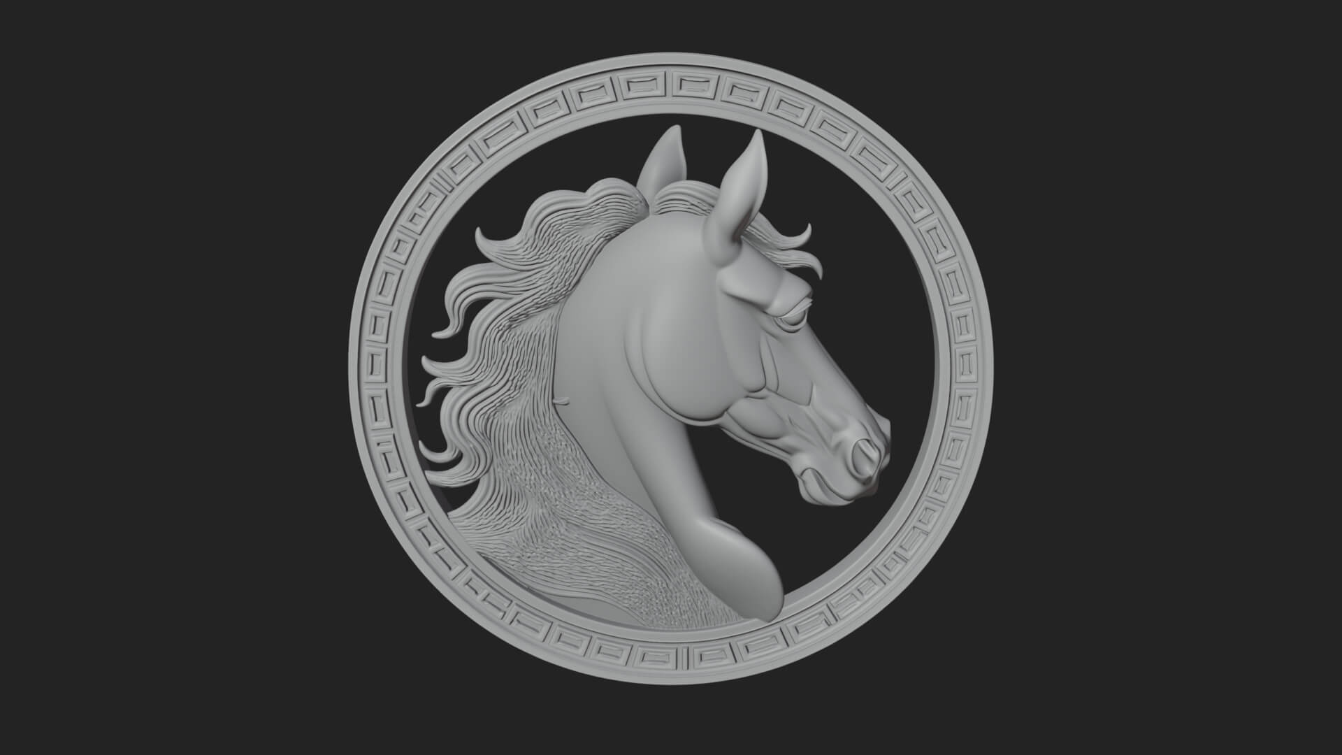 Horse Head Oval Relief Plaque Design 3 3D Print Model 3D Model