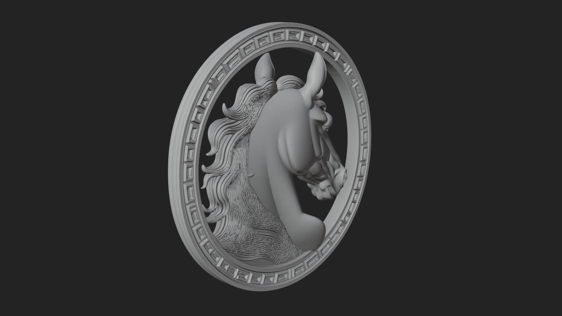 Horse Head Oval Relief Plaque Design 3 3D Print Model 3D Model