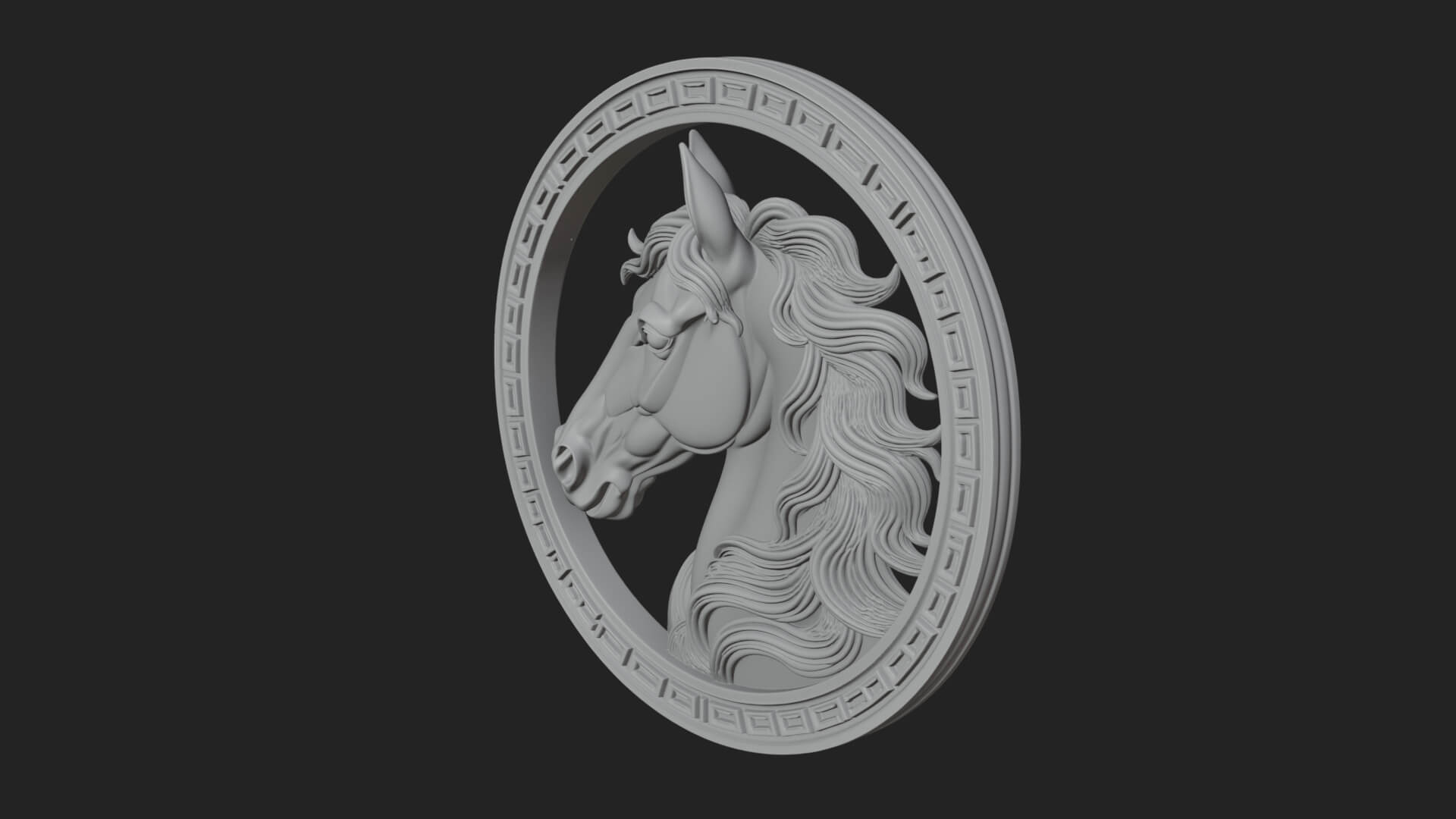 Horse Head Oval Relief Plaque Design 3 3D Print Model 3D Model
