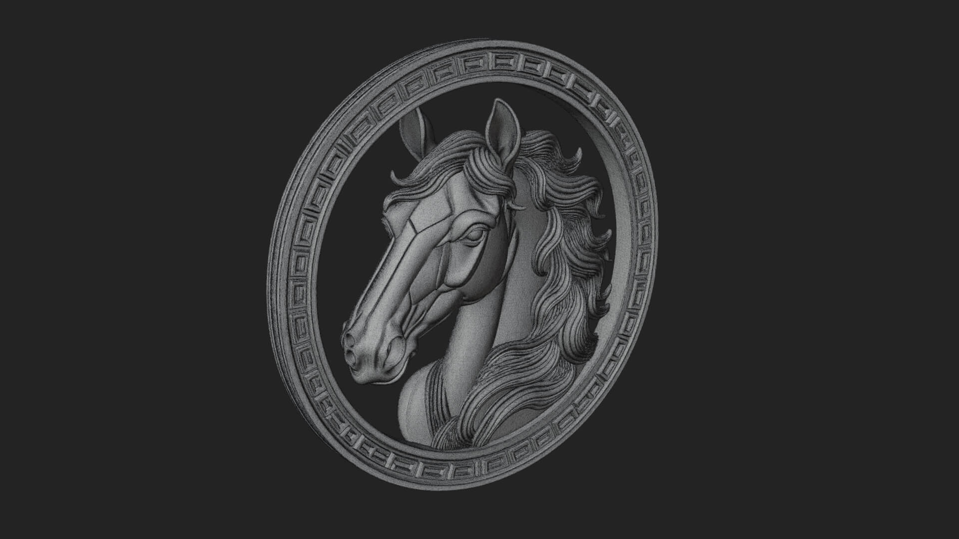 Horse Head Oval Relief Plaque Design 3 3D Print Model 3D Model