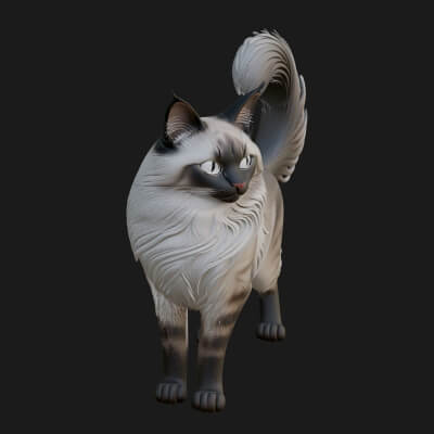 House Cat Statue Design 12 3D Print Model