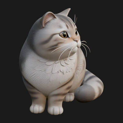 House Cat Statue Design 23 3D Print Model