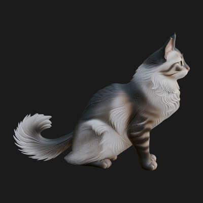 House Cat Statue Design 4 3D Print Model