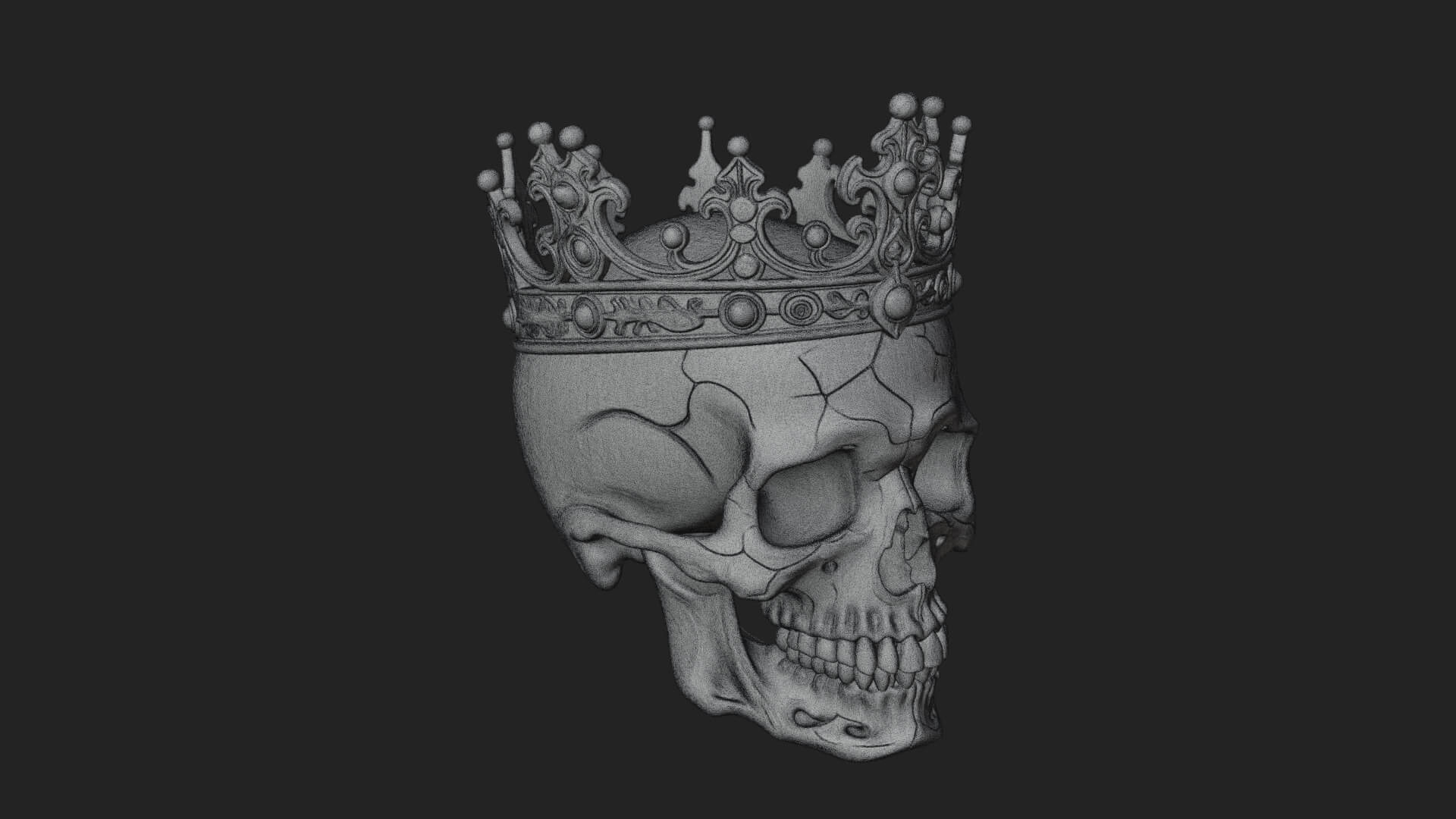 Human Skull Statue Design 4 3D Print Model 3D Model