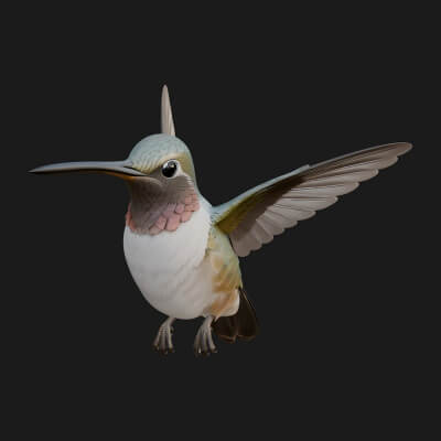 Hummingbird Statue Design 1 3D Print Model