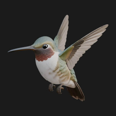 Hummingbird Statue Design 2 3D Print Model