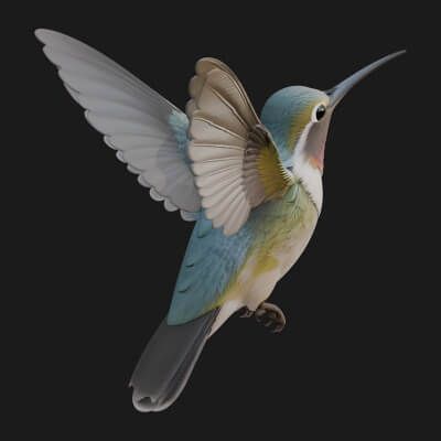 Hummingbird Statue Design 4 3D Print Model
