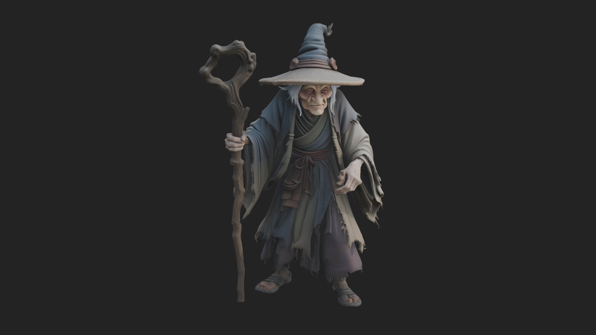 Hunched Hag Sorcerer Statue Design 10 3D Print Model 3D Model