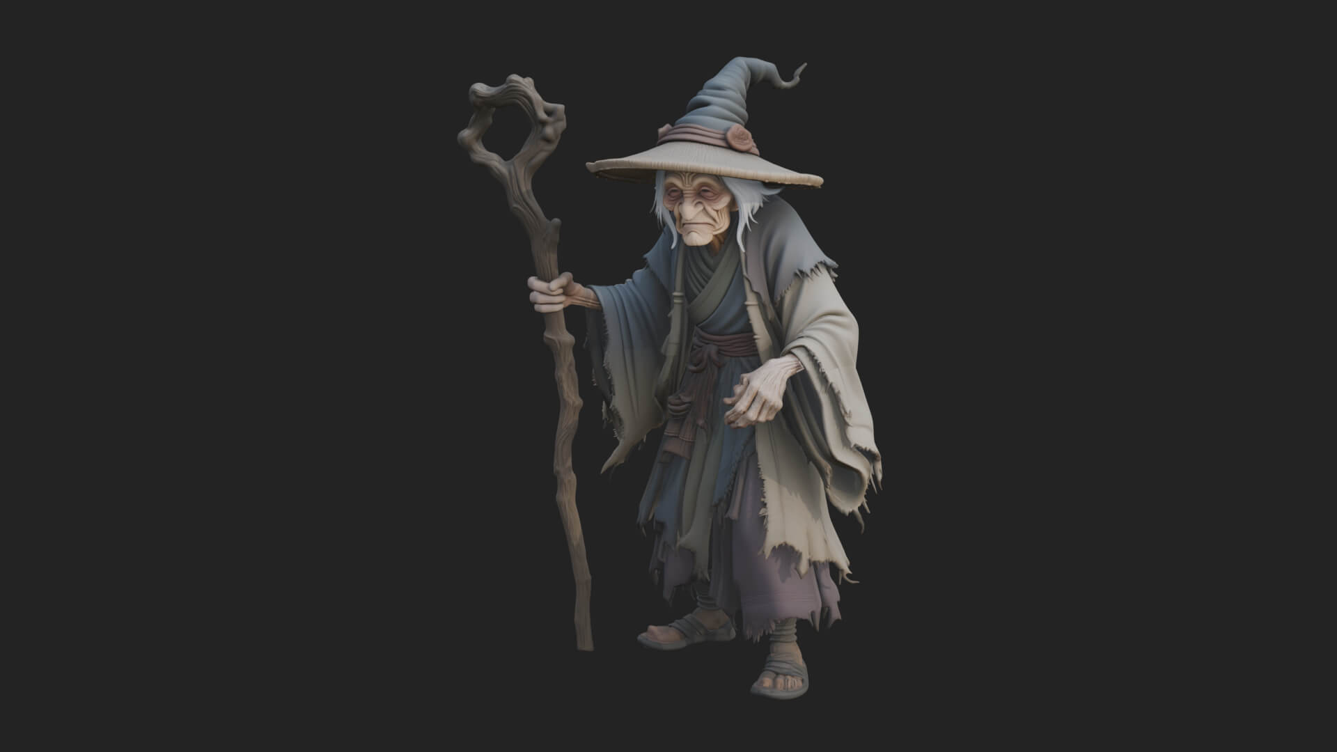 Hunched Hag Sorcerer Statue Design 10 3D Print Model 3D Model