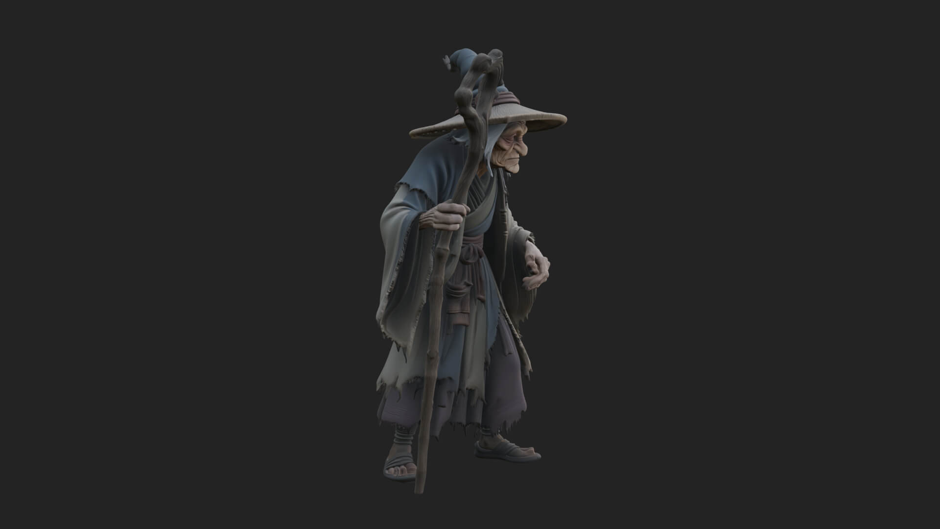 Hunched Hag Sorcerer Statue Design 10 3D Print Model 3D Model
